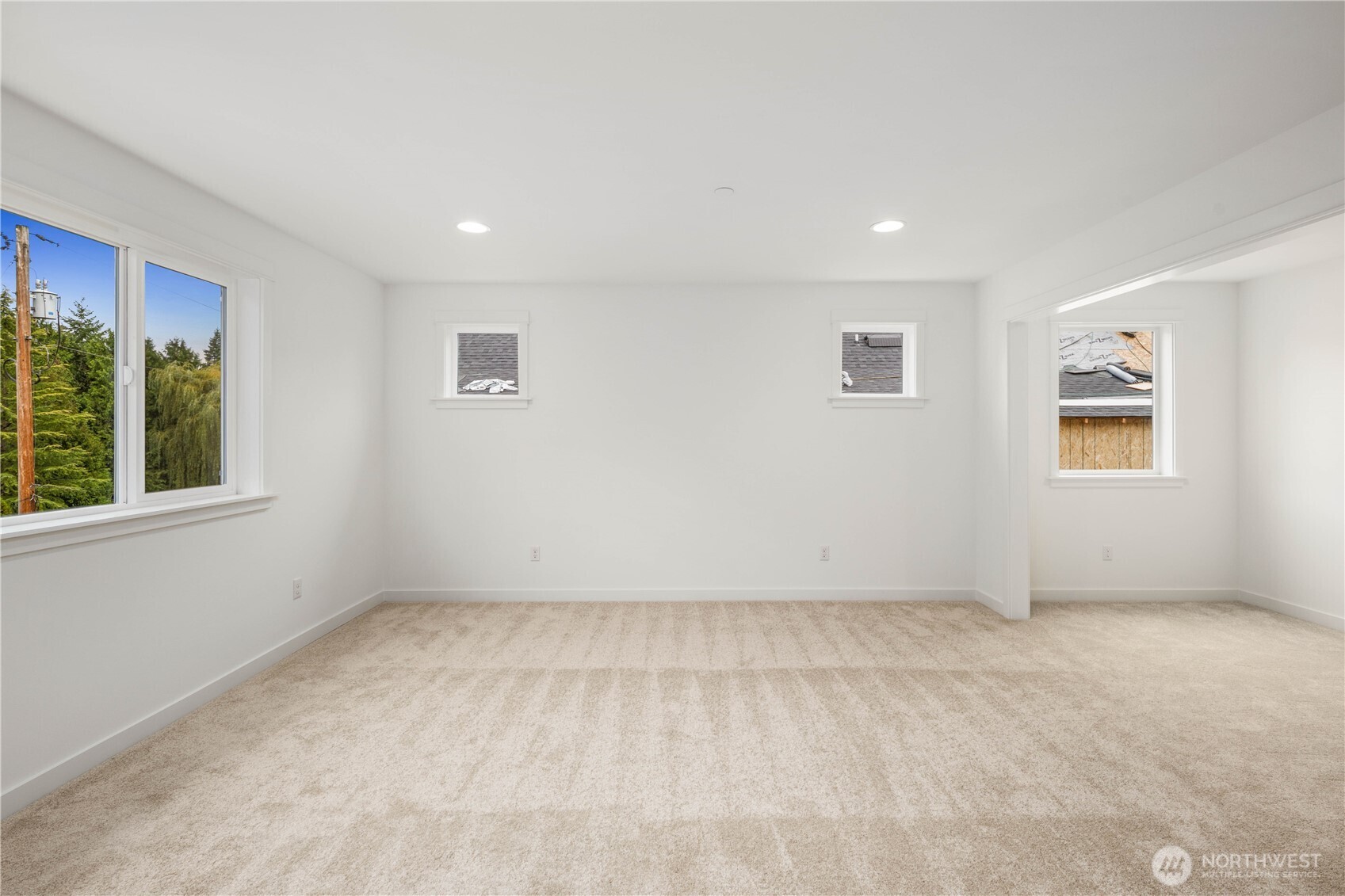 A wide, open layout and tree-lined outlook make this primary suite feel airy and peaceful from the moment you walk in. Soft natural light, plush carpet, and thoughtful separation from the rest of the home create a private haven perfect for relaxation and quiet mornings.    These photos are from lot 3 at Gooden Hollow, the actual home for sale. However, other homes may vary, so all photos, renderings, site maps, and floorplans are for visualization purposes only. Plans, colors, building orientation, finishes, home outlook, and other details can and WILL vary.