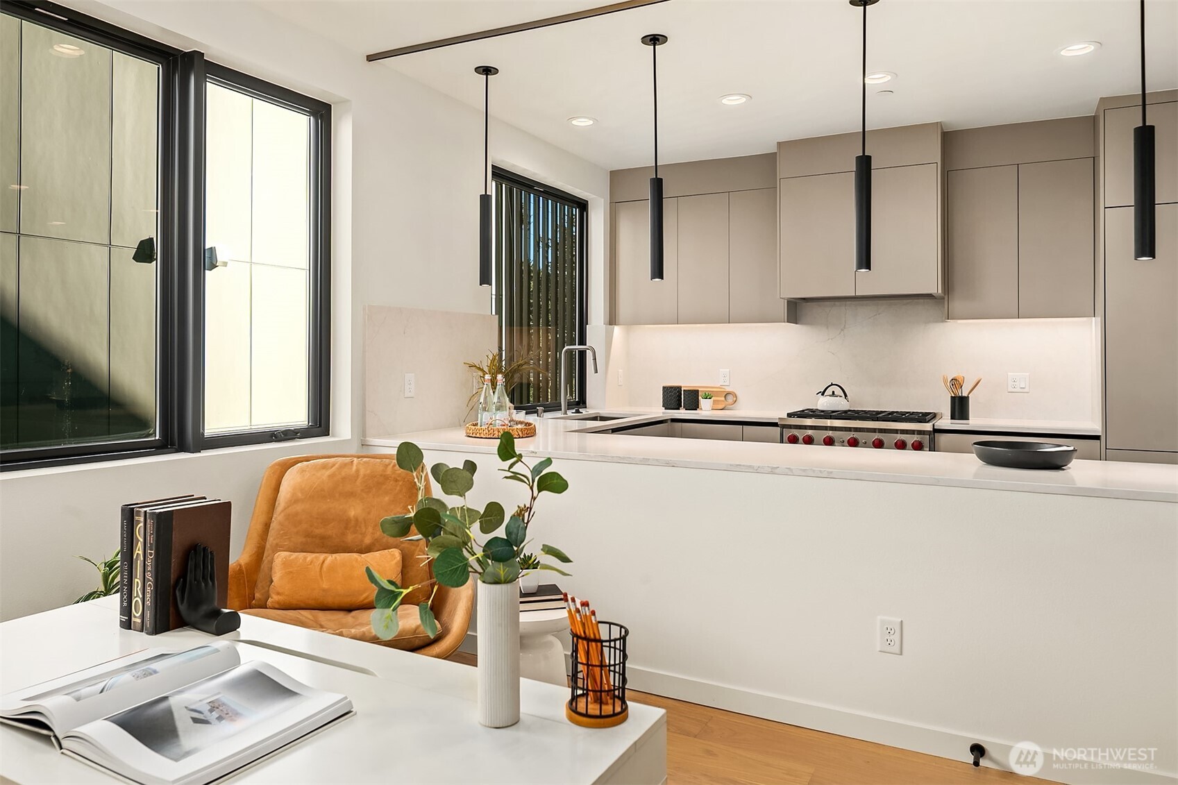 Glass was installed for separation between kitchen and office.