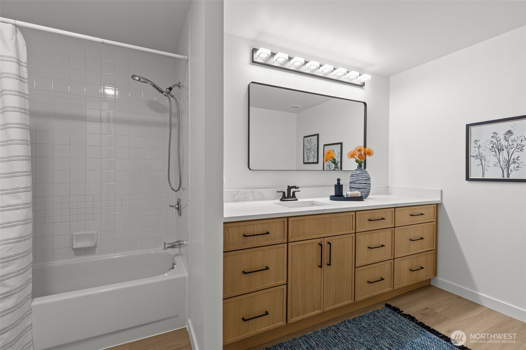 Updated bathroom with large vanity