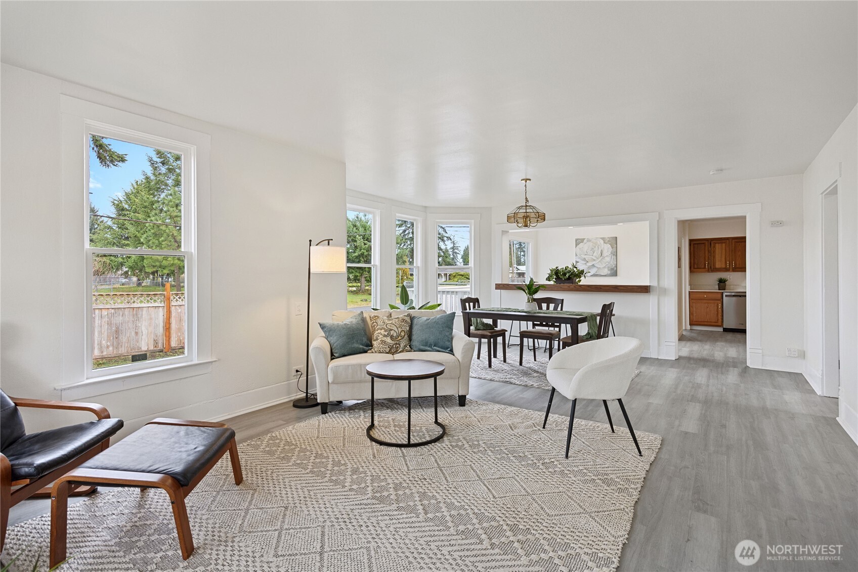 Large family room with dining area.
