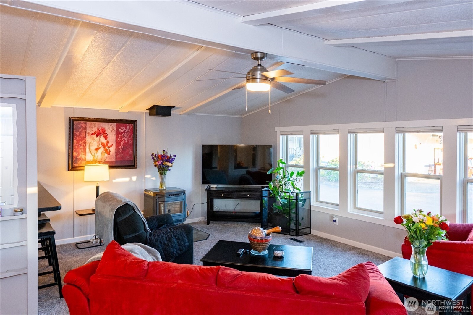 Vaulted ceilings in family room