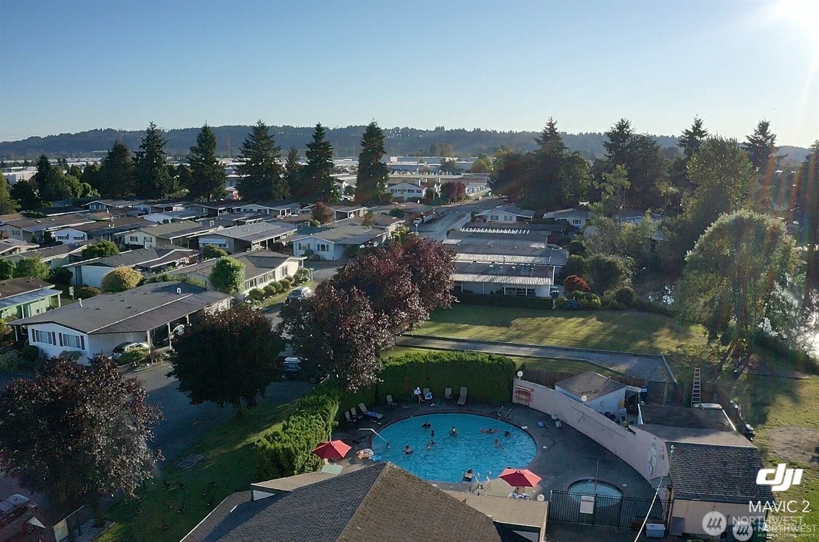 overlooking pool and hot tub located at community center