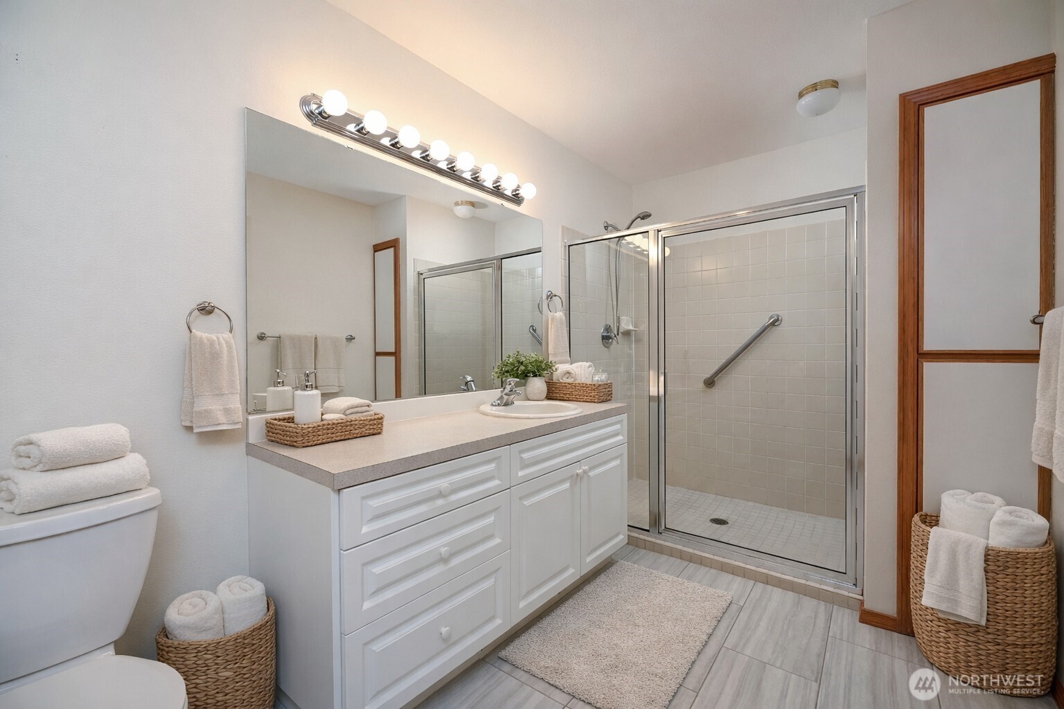Virtual Staging Large Primary Bathroom With Walk-In Shower