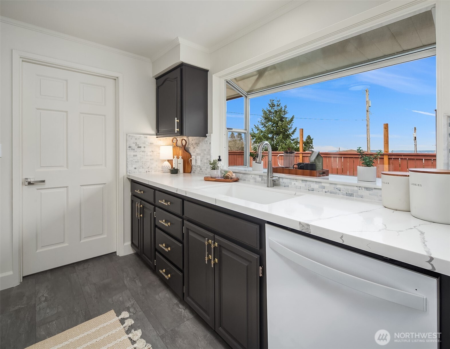 Garden window providing ample natural light.