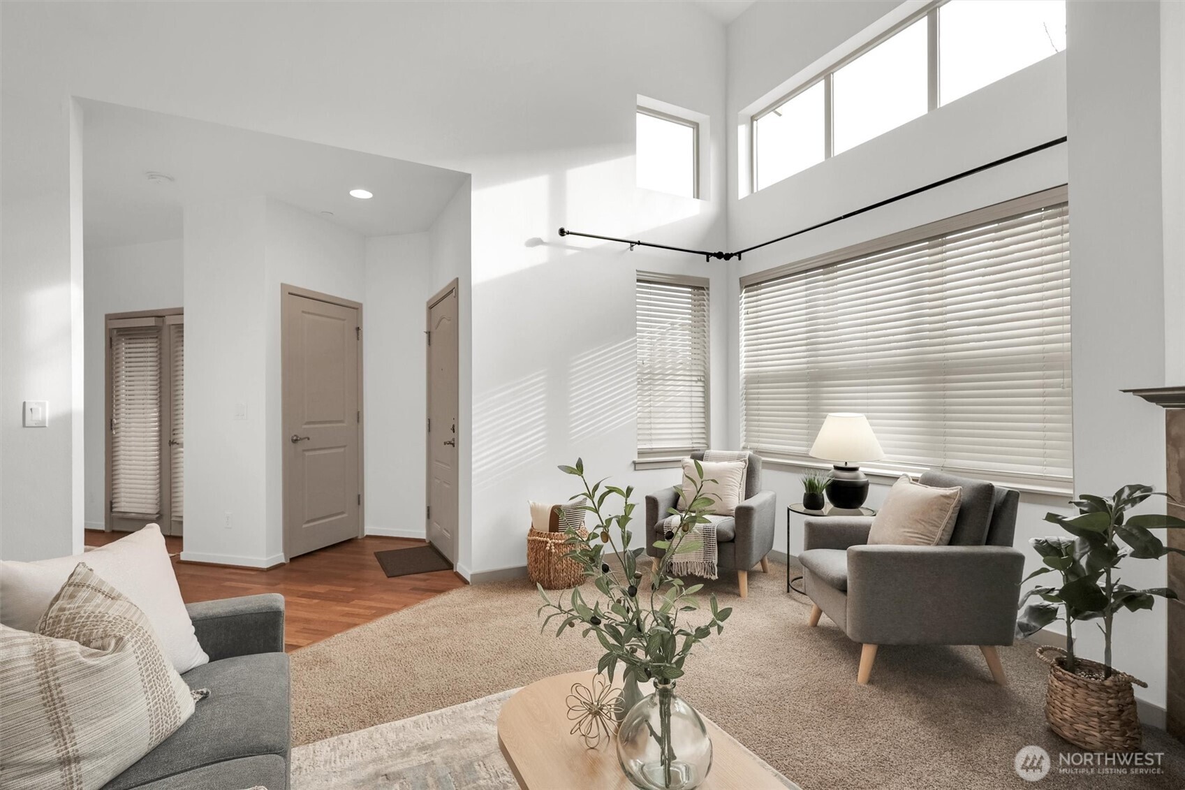 Bright main level featuring generous living and dining areas.