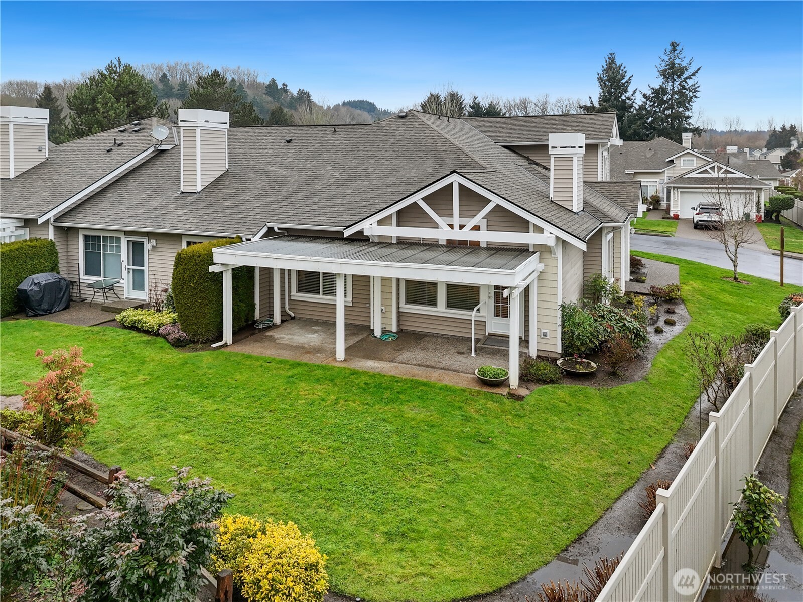 Backing to a Greenbelt, the backyard offers privacy and a serene setting.