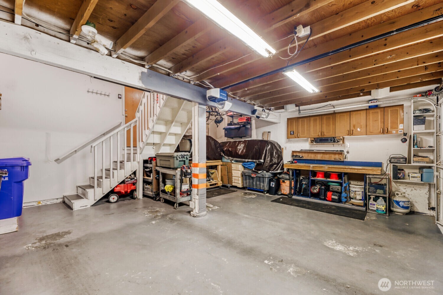 garage with upper storage
