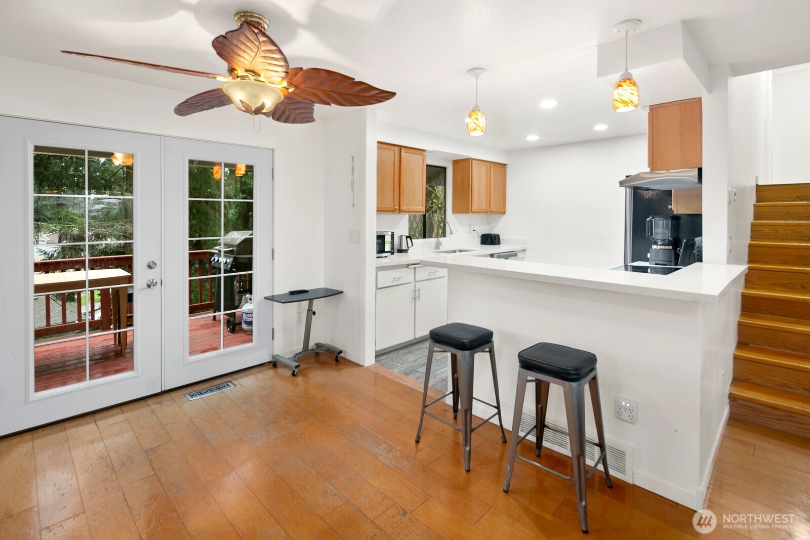 french doors to the back deck