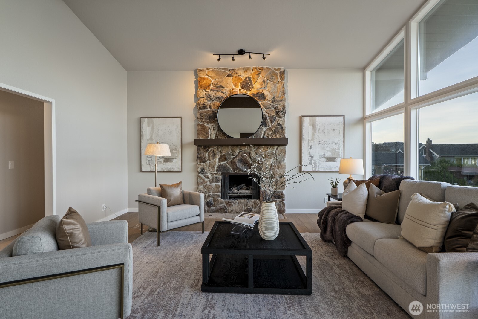 living room with fireplace