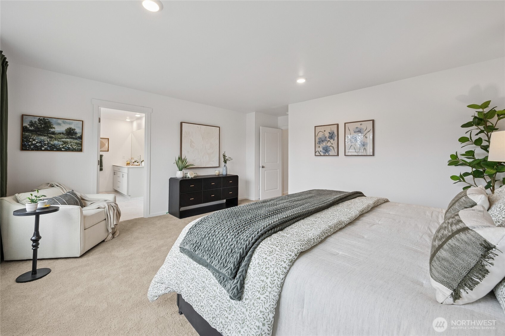 Spa inspired bathroom with stand alone soaking tub and fully tiled shower.  Pictures are for representational purposes only, colors and features may vary.
