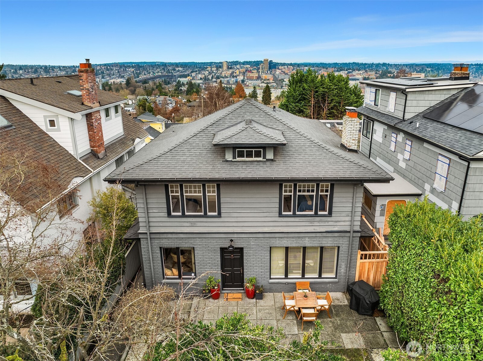 Coveted Newton street is private, with very little trafiic.