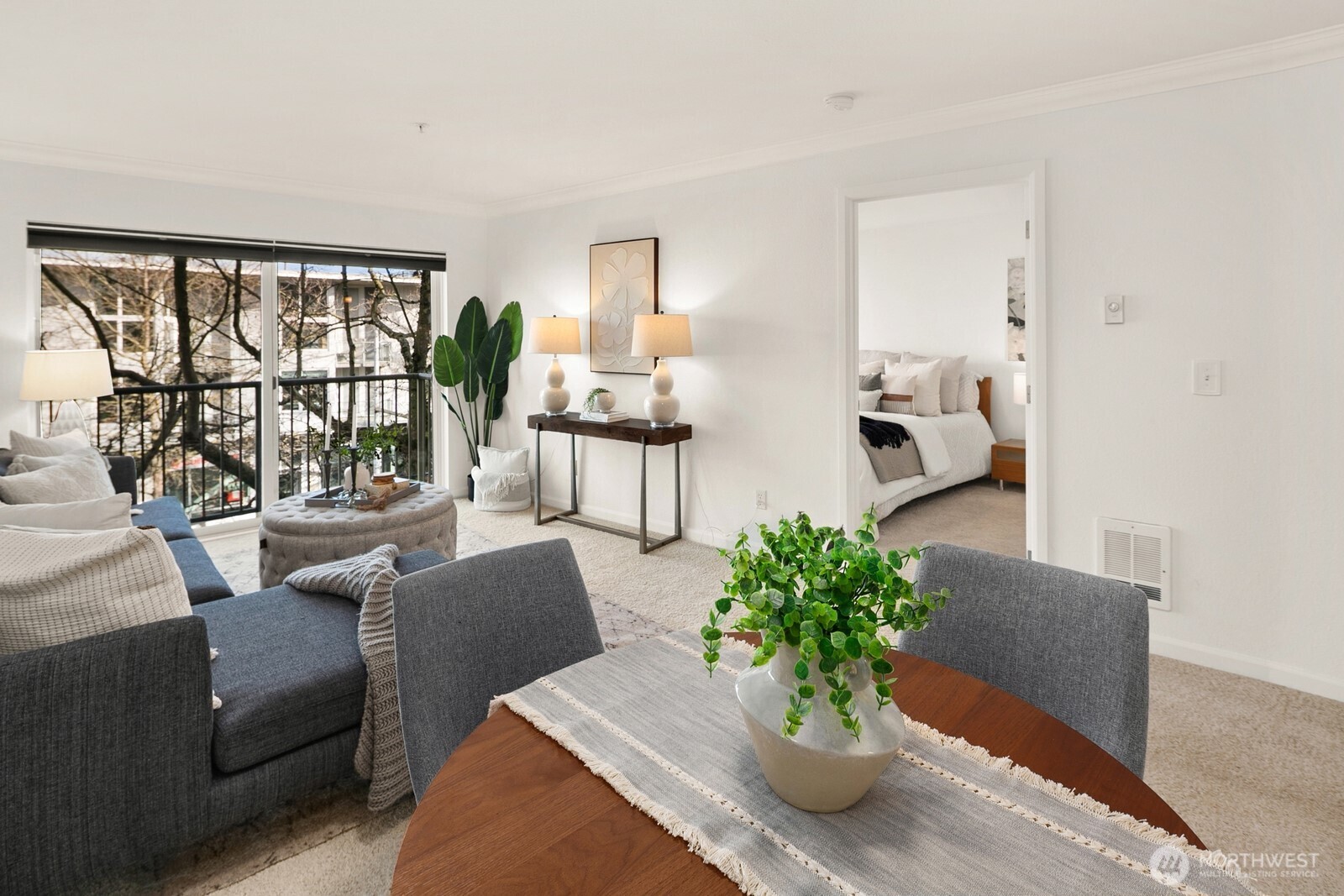 Living room with private balcony