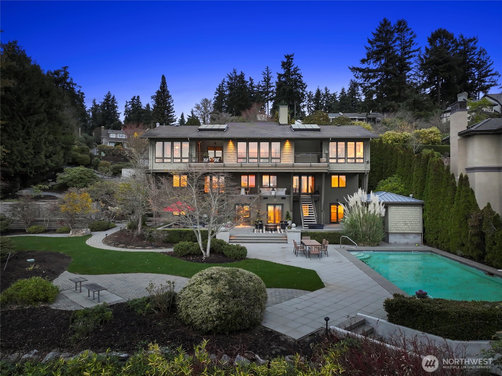 The timeless NW Modern residence, originally designed in 1964 by the patriarch of the style, Paul Hayden Kirk, was substantially renovated in 1998 to elevate its architectural pedigree while preserving its signature character.