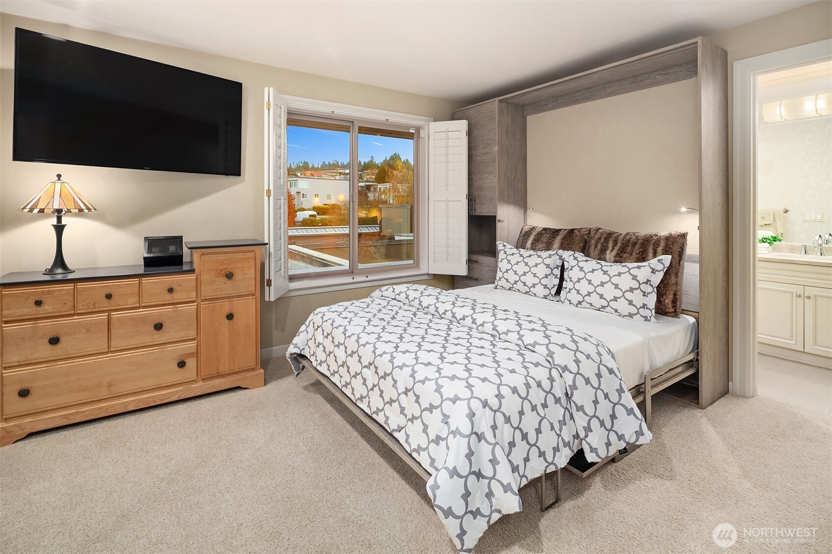 Second bedroom with a built-in Murphy bed, easily converting to a functional office