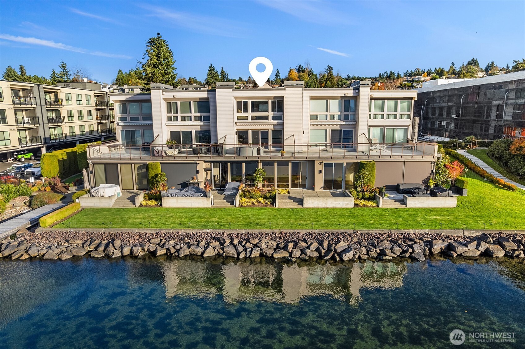 Front-and-center placement with serene northerly views