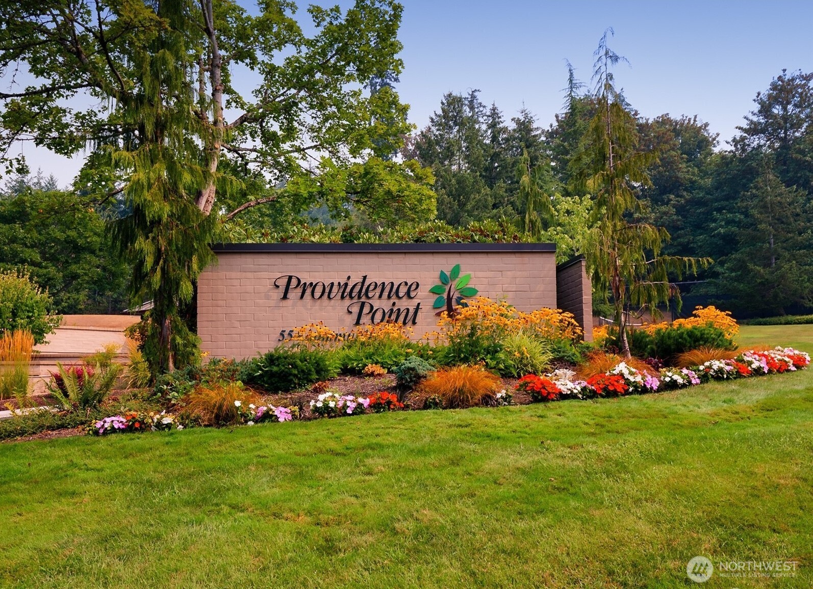 Entrance. Providence Point is a gated 55+ community in Issaquah.
