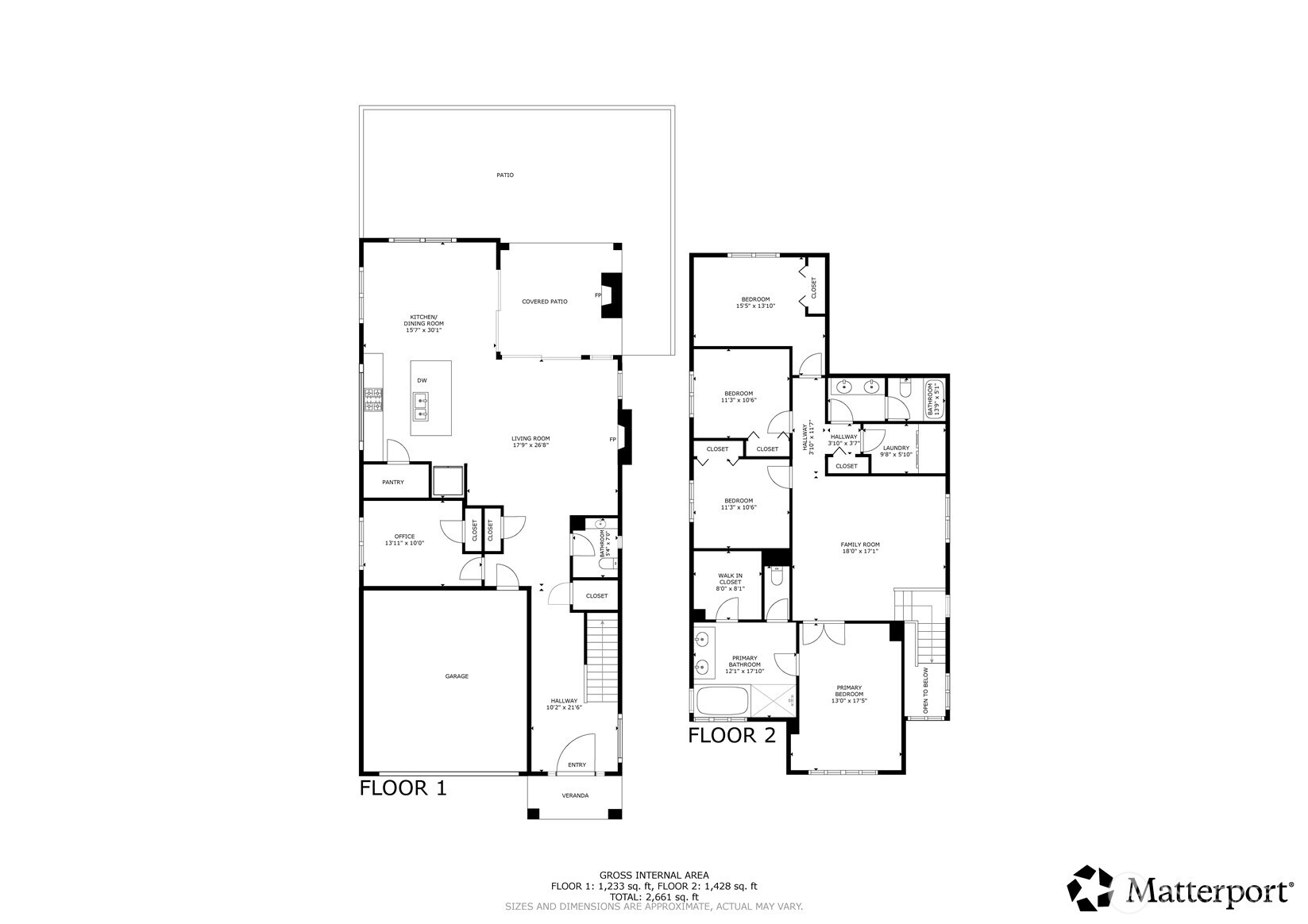 Both floors including dimensions