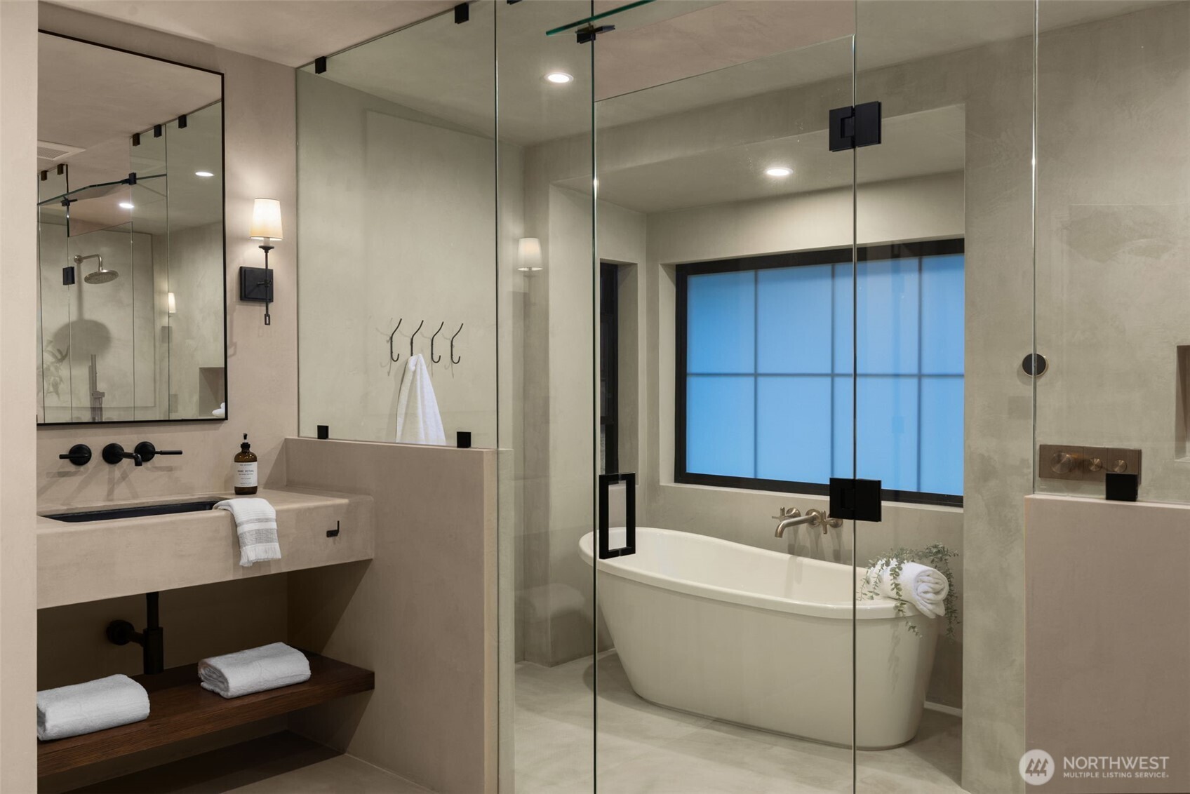 Sleek his and hers floating vanities