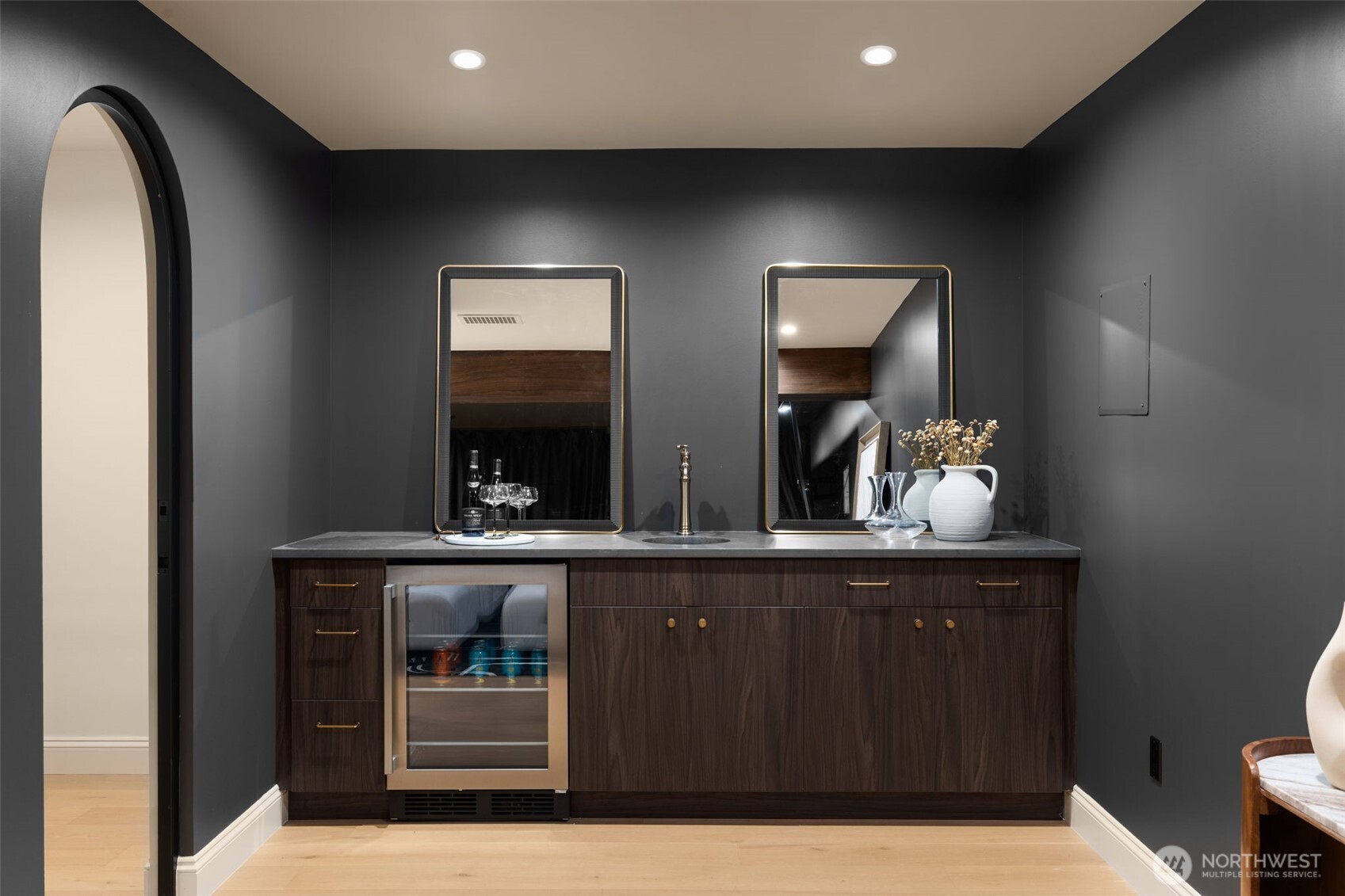 Wet bar off the theater room