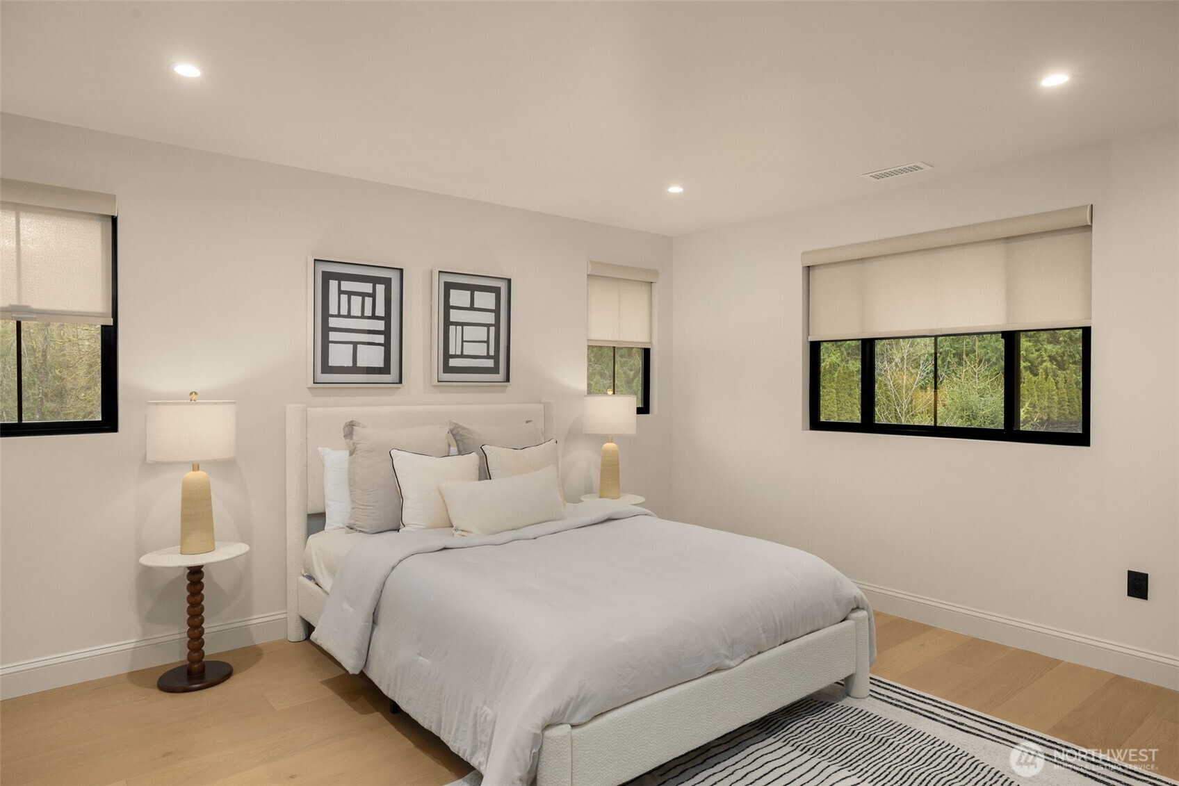 Each bedroom is outfitted with high-end shades