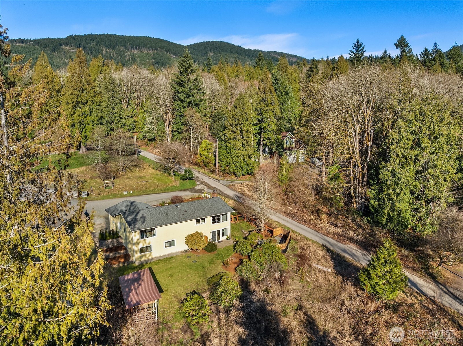 Aerial view of the 1.12 acre lot.