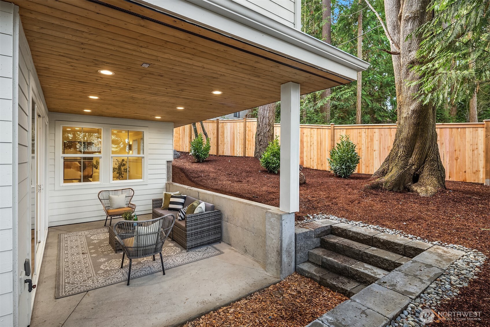 Covered patio is pre-wired for heat for future enjoyment