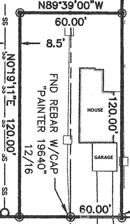 Property is 60'x120'. County has not updated this boundary line adjustment on maps.