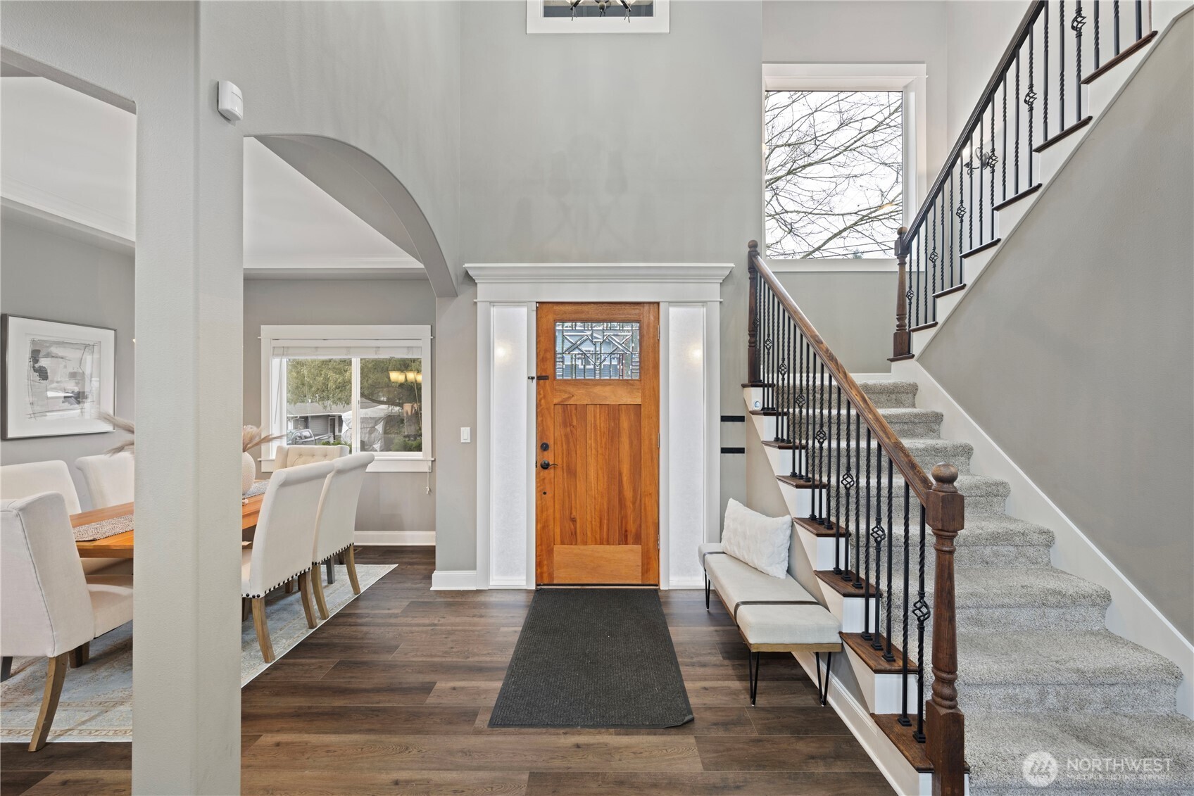 Cozy gas fireplace fills this room with warmth, light, and great views to the back yard.