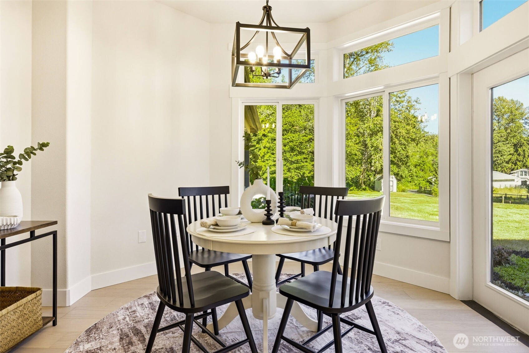 Enjoy your morning coffee in this sunny dining nook.