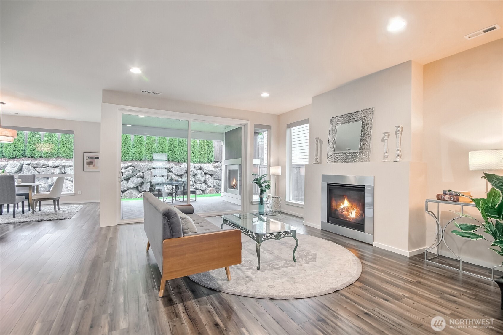 Great room look out deck and backyard