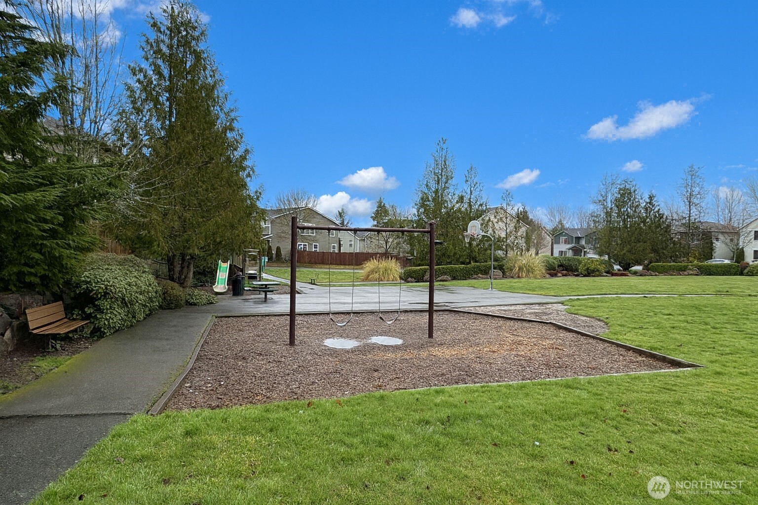 Playground and sport court at the large park