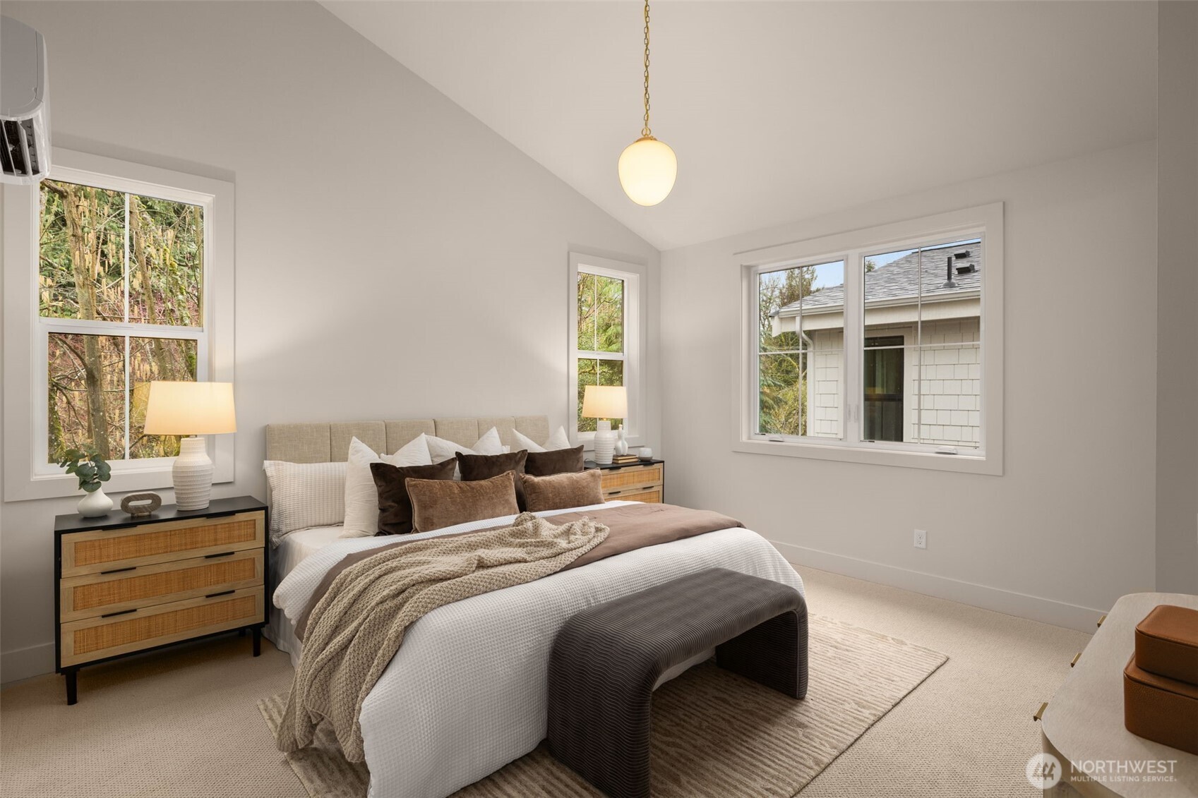 Chef's kitchen with quartz island and countertops.