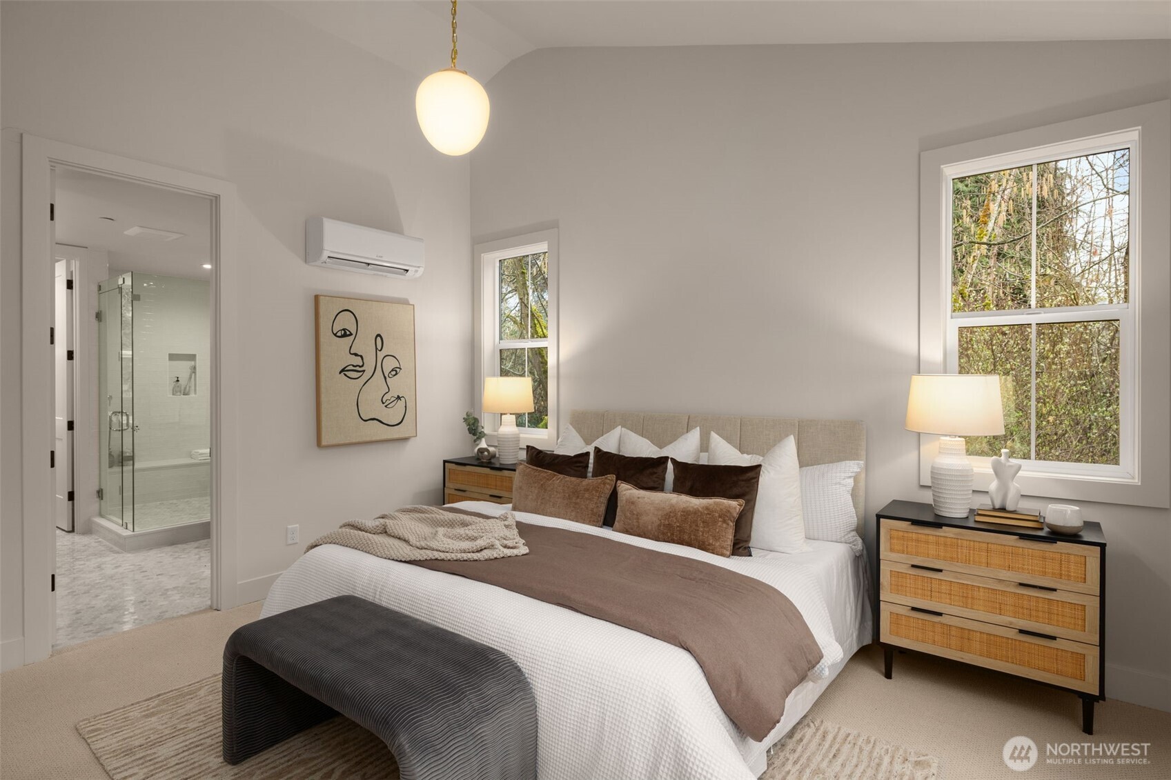 Gorgeous gold luxe lighting fixtures throughout.