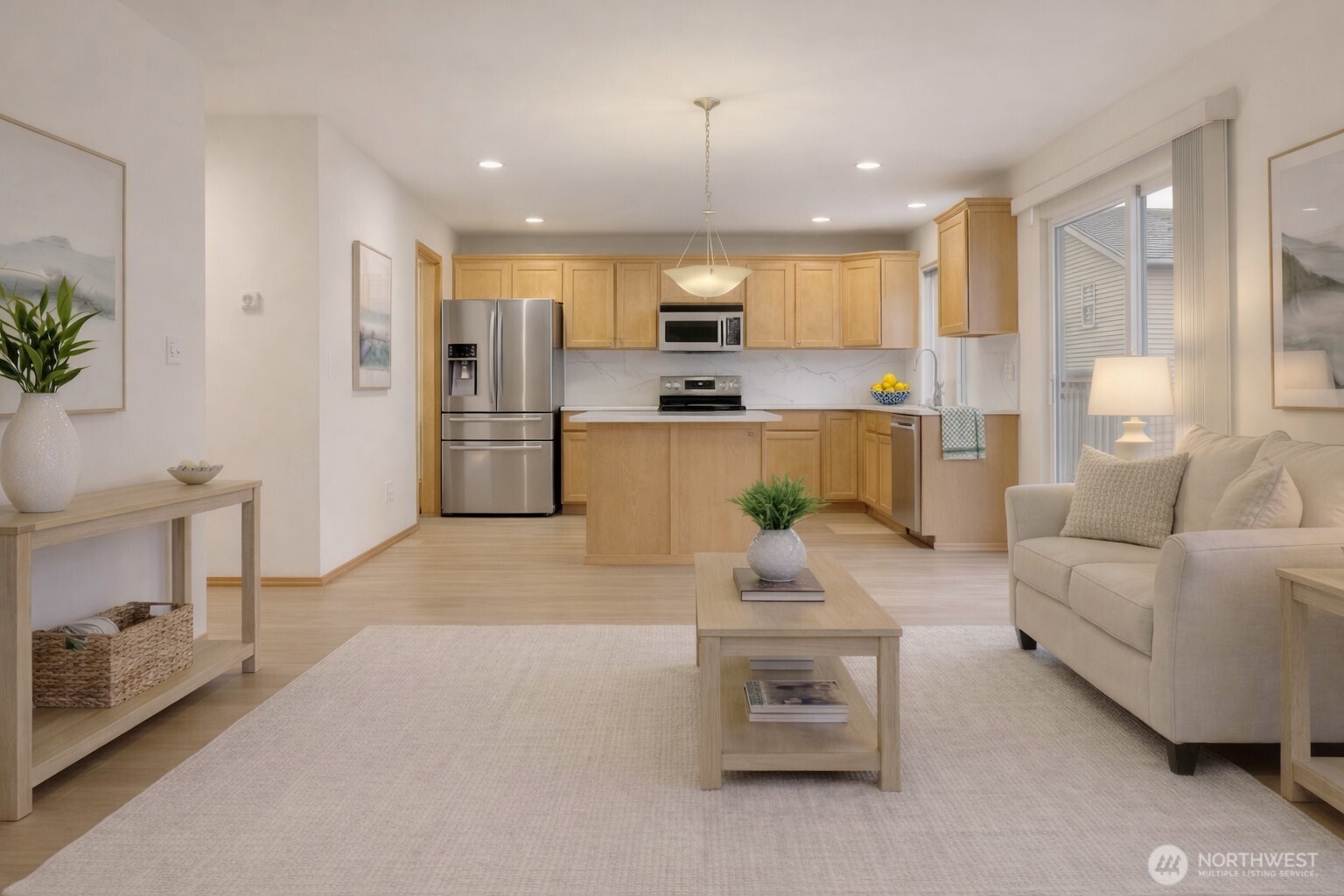 Kitchen and informal eating space adjacent to family room
