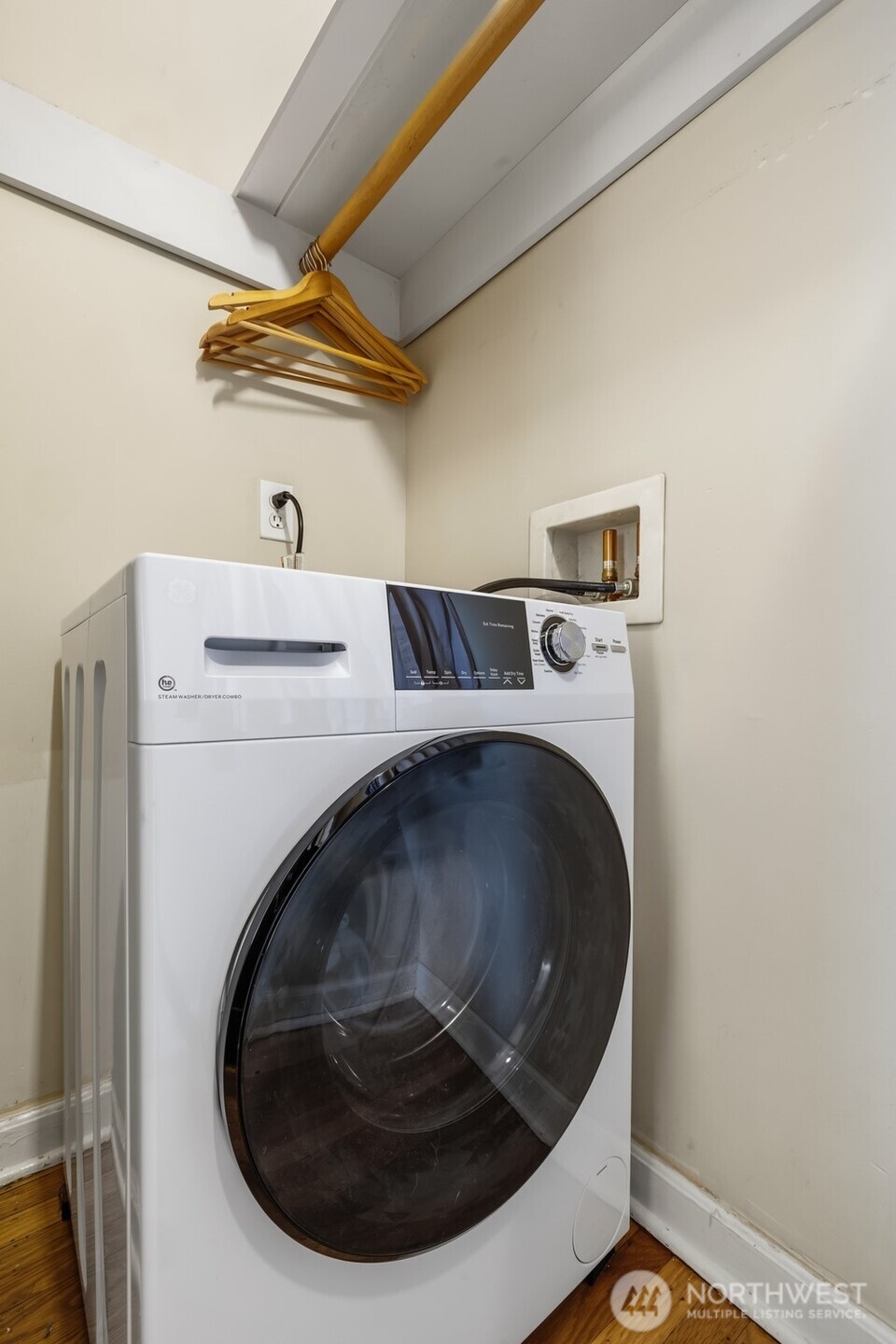 Combo washer and dryer in the closet.