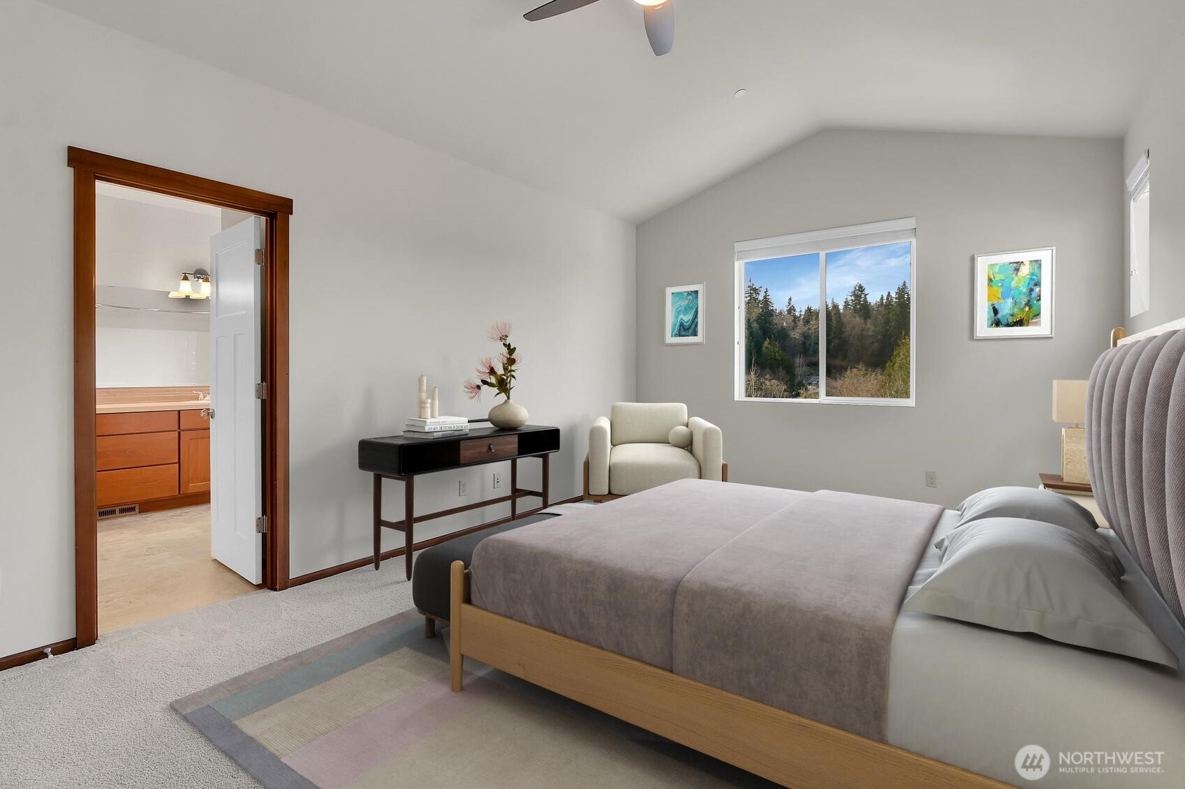 This is the 2nd bedroom on the main floor. Virtually staged.