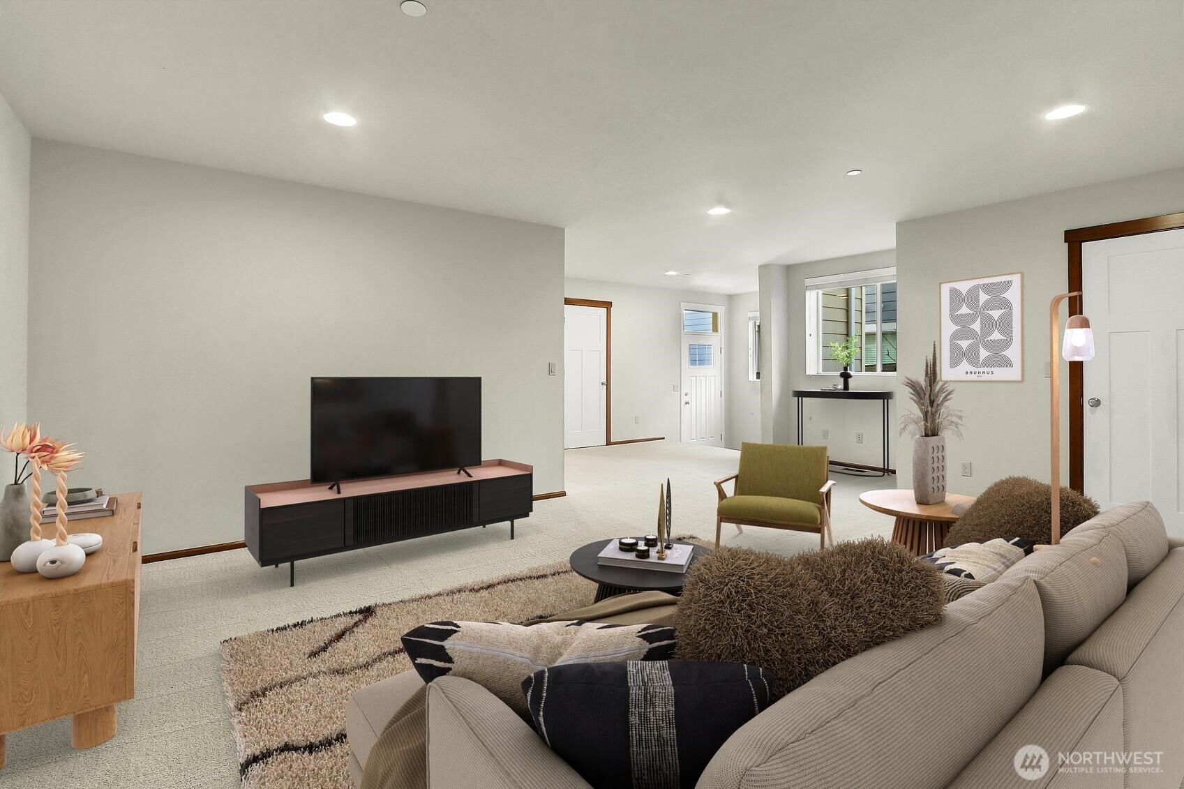 There's so much space in this family room! Virtually staged.