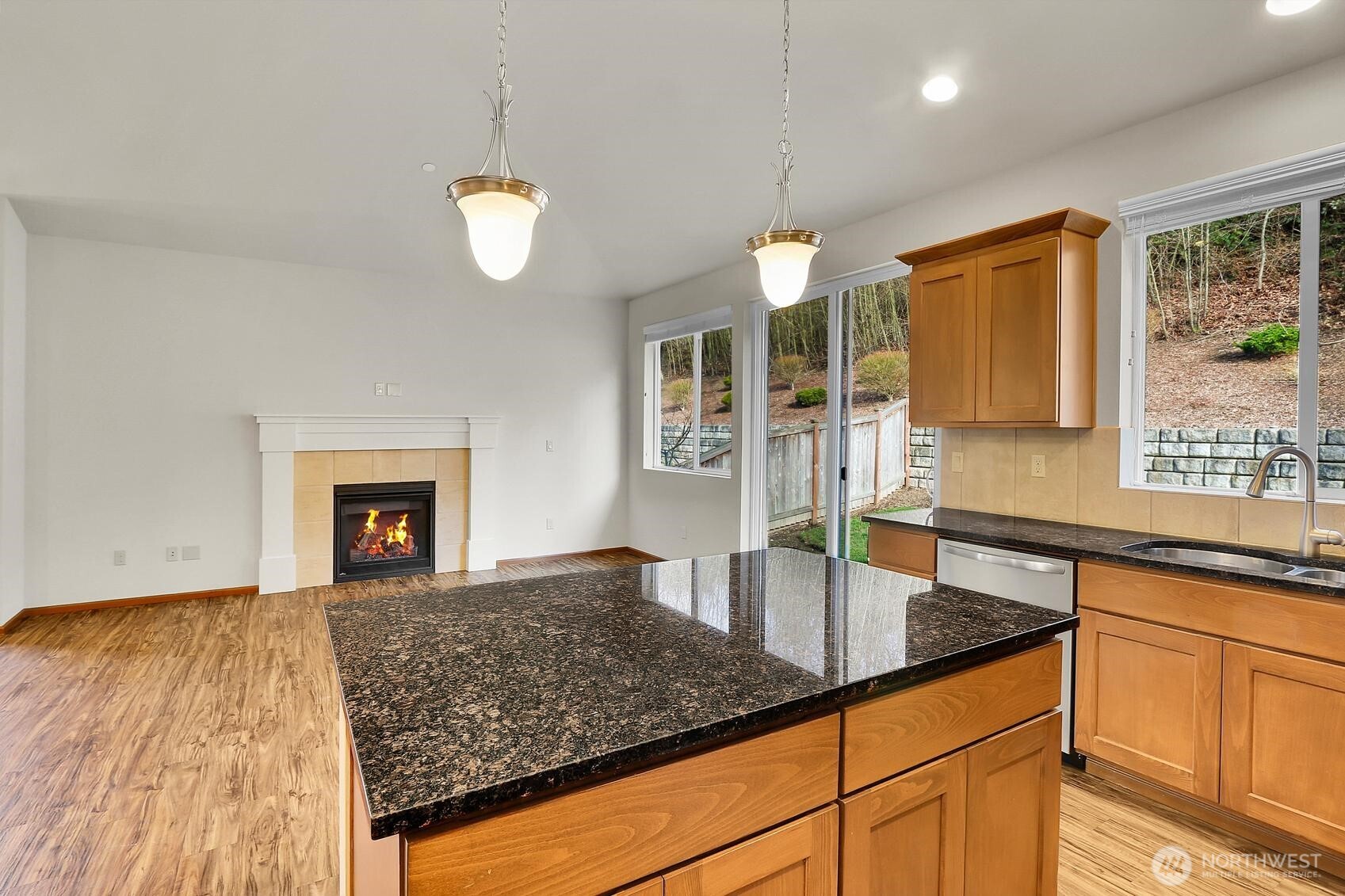 The slider leads right out to the patio!