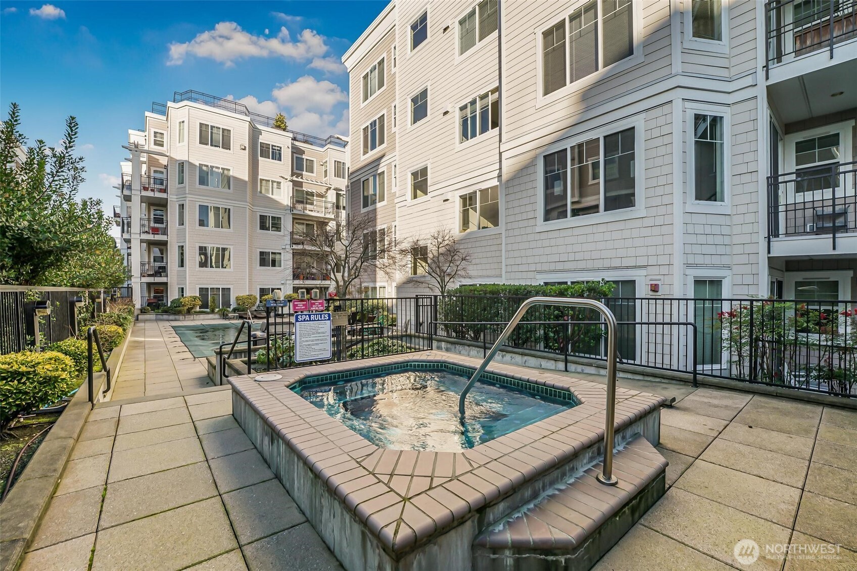 Outdoor pool and hot tub