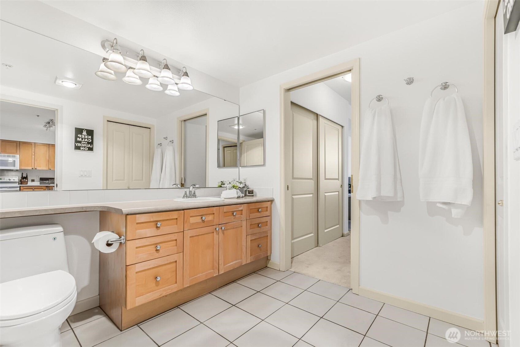 Jack-N-Jill Bathroom connects to the Primary Bedroom