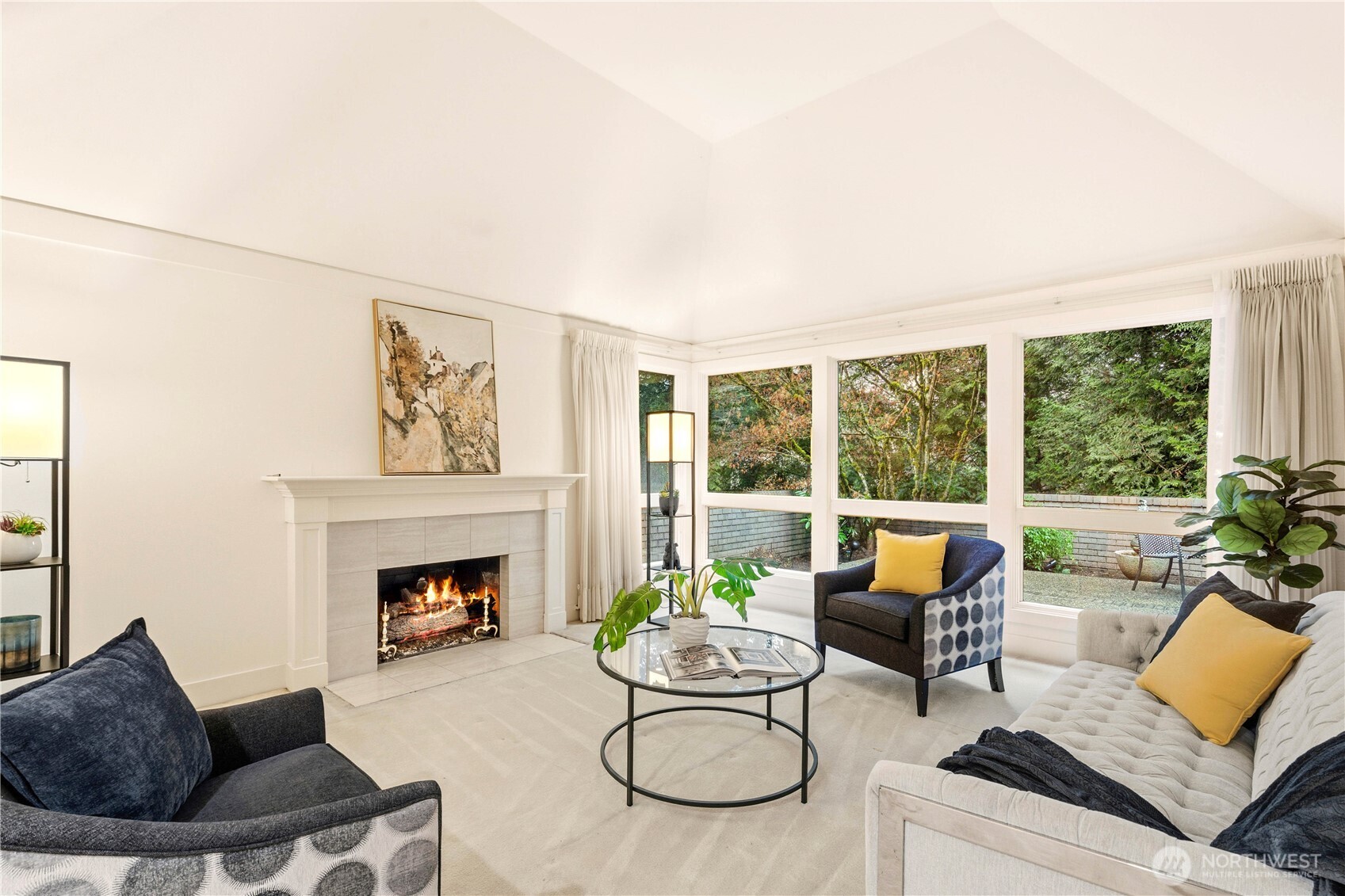 Formal living room with gas fireplace