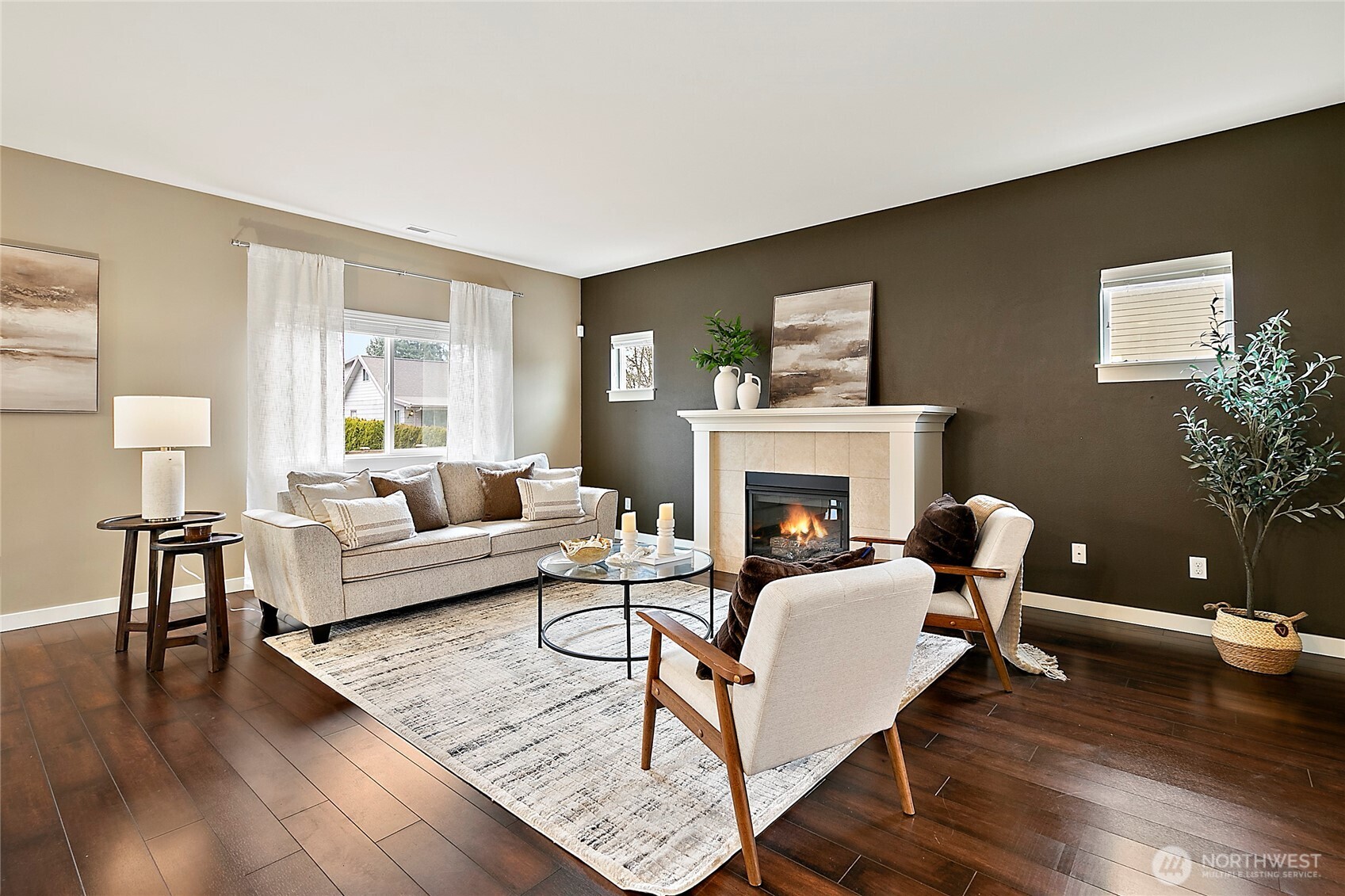 Great room with gas fireplace.