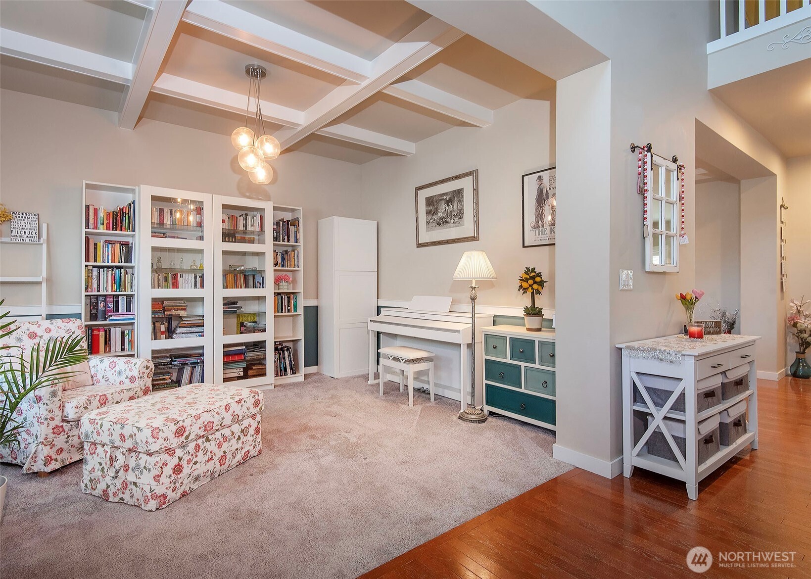 Elegant coffered ceiling detail.