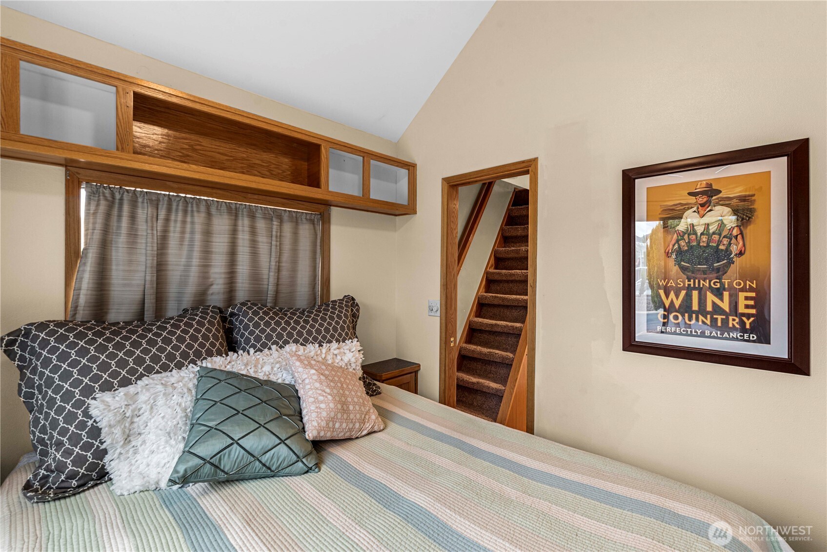 The stairs lead to the loft