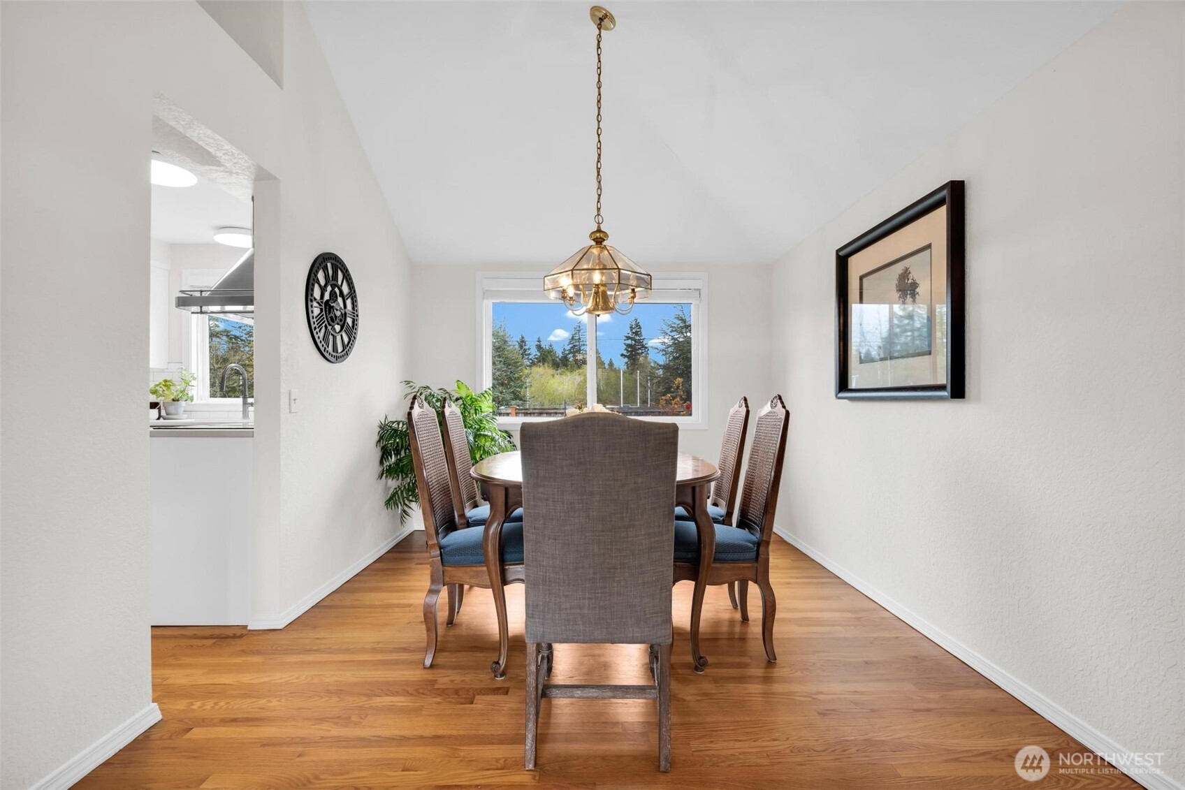 Formal Dining Room with vaulted ceilings