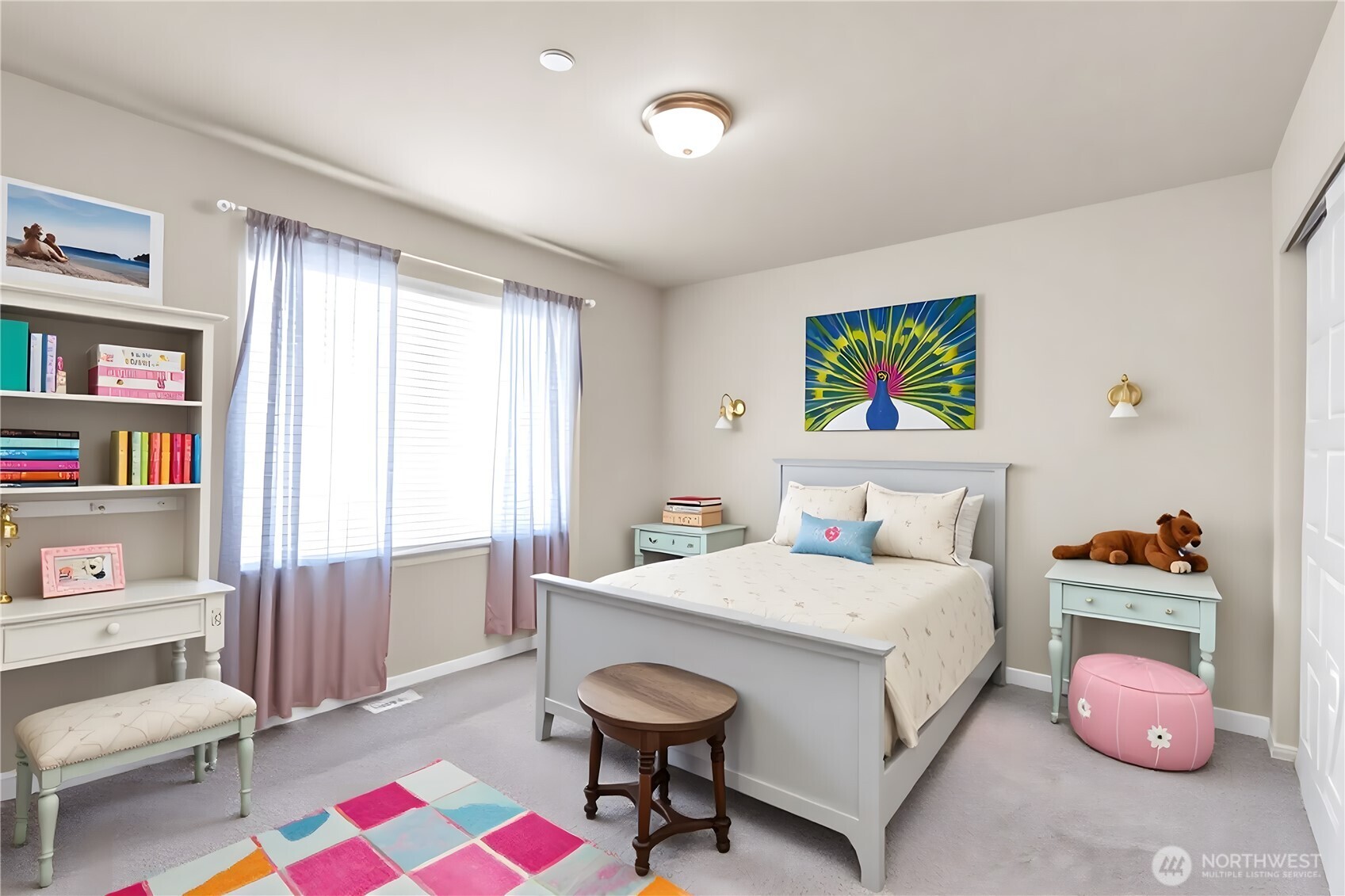 Virtually staged bedroom.