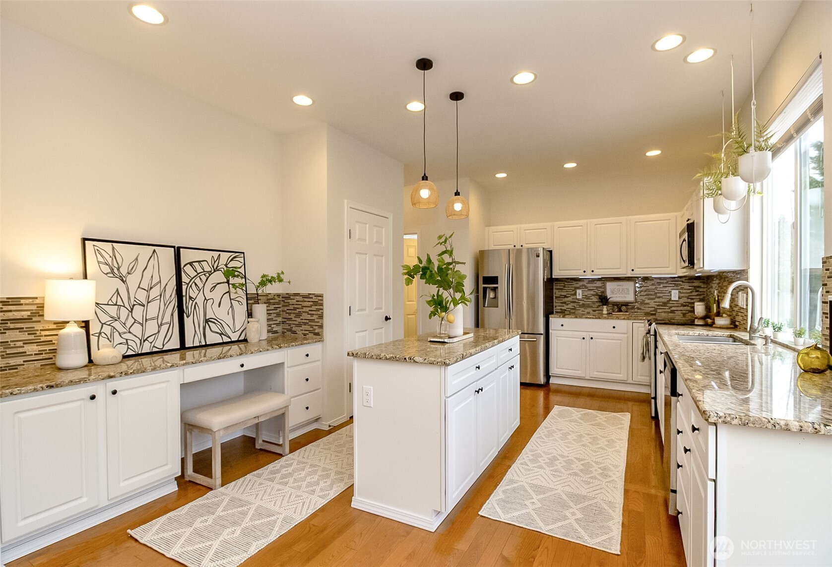 Kitchen with work area.
