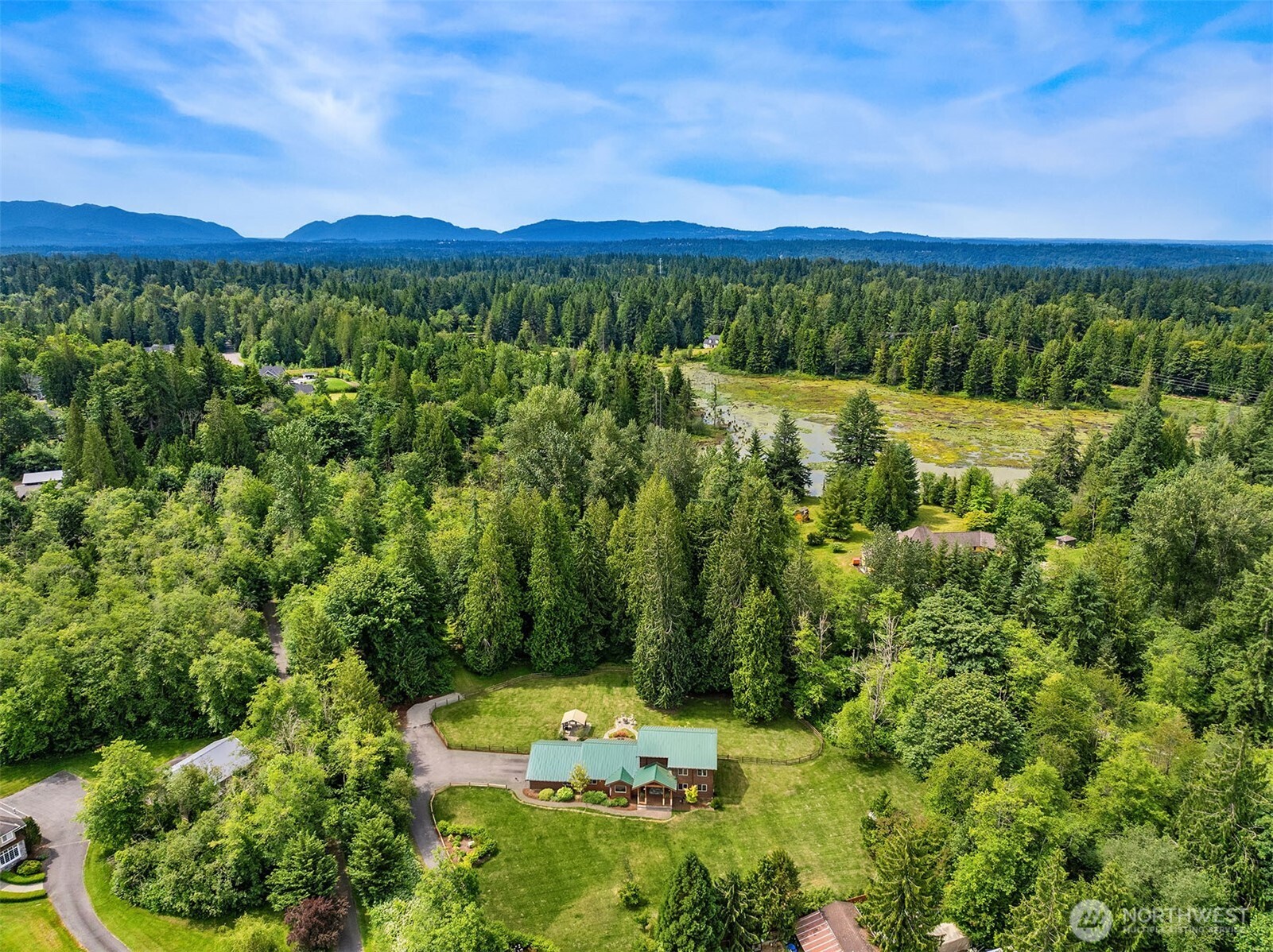 Aerial view of home.