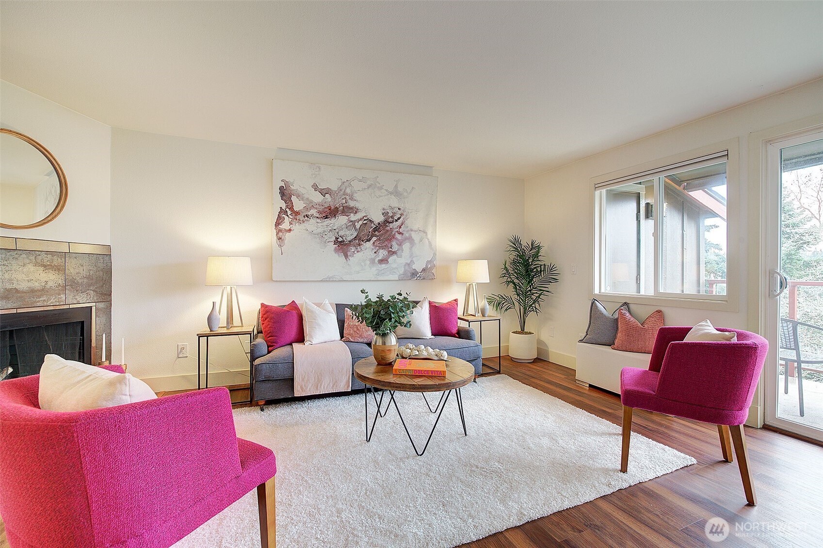 The spacious living room also offers access to the private sun deck