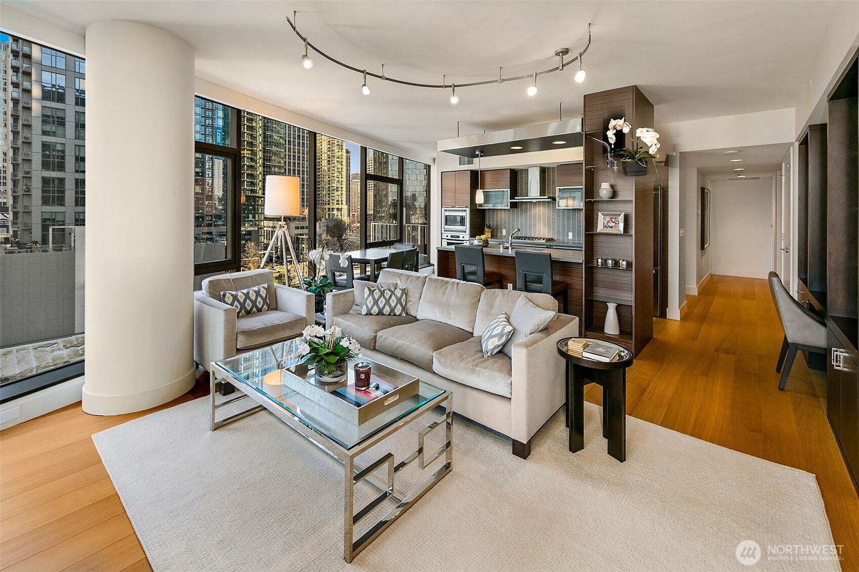 Seller updates include wide plank oak floors, custom lighting, built-ins and furniture included in price.